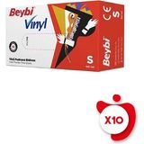 Beybi Pudrasız Vinil Eldiven S Beden Beyaz 100'lü 10 Paket