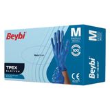 Beybi Tpex Tek Kullanımlık Eldiven | 100’LÜ | Gıda Uyumlu – Lateks Içermez – Tpe Malzeme | Kaymaz, Kokusuz, Esnek | 2 Paket | L Beden - Mavi