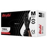 Beybi | Tpex Tek Kullanımlık Eldiven | 100’LÜ | Gıda Uyumlu – Lateks Içermez – Tpe Malzeme | Kaymaz, Kokusuz, Esnek| 2 Paket | Siyah | S Beden