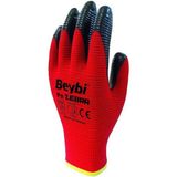 Beybi Zebra Kırmızı Nitril İş Eldiveni NO: 9 12 Çift - Renkli