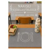 BeybiNest 50 X 40 CM Beslenme Örtüsü İsim NAKIŞLI Duck Kumaş Leke Ve Sıvı Tutmaz Bej