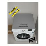 BeybiNest Çamaşır Makinası Örtüsü Nakışlı Model Krem