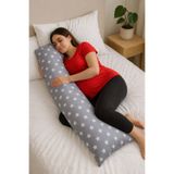 BeybiNest Hamile Destek Yastığı 120x40 Cm %100 Organik Pamuklu Kumaş Fermuarlı Astarlı Yıldızlar Mod