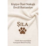 BeybiNest Kedi Köpek Battaniyesi Nakış işlemeli İsimli Welsoft Peluş Kumaş BEYAZ