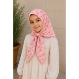 Beybium Kız Çocuk Pembe Çiçek Temalı Pamuklu Çocuk Eşarp 80*80cm