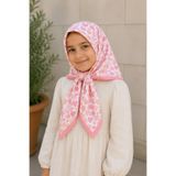 Beybium Kız Çocuk Pembe Kalp Temalı Pamuklu Çocuk Eşarp 80*80cm