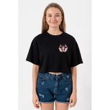 Beyblade Pegasus Minimalist Siyah Kadın Crop Tshirt