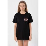 Beyblade Pegasus Minimalist Siyah Kadın Oversize Tshirt