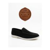 Beybun Boutique 252 %100 İçi Dışı Hakiki Deri Erkek Siyah Süet Casual Loafer Termo Taban Ayakkabı