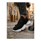 Beybun Boutique 403 Yumuşak Triko Dokulu Yüksek Siyah Taban Spor Ayakkabı