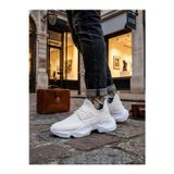 Beybun Boutique 403 Yumuşak Triko Dokulu Yüksek Taban Beyaz Spor Ayakkabı