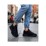 Beybun Boutique Ba0161 Bağcıklı Erkek Yüksek Taban Siyah Spor Ayakkabı