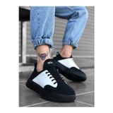 Beybun Boutique Ba0163 Bağcıklı Erkek Yüksek Taban Siyah Beyaz Spor Ayakkabı