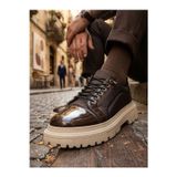 Beybun Boutique Ba0245 Kahverengi Rugan Paraşüt Detaylı Akıllı Lastik Bağcık Yüksek Bej Taban Günlük Erkek Ayakkabı