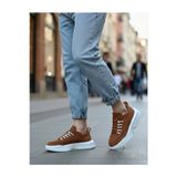 Beybun Boutique Ba0332 Merdiven Desen Bağcıklı Erkek Yüksek Taban Taba Süet Beyaz Taban Spor Ayakkabı