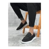 Beybun Boutique Ba0355 Bağcıksız Keten Siyah Klasik Corcik Erkek Ayakkabı