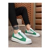 Beybun Boutique Ba0423 Boa Kalın Yüksek Taban Beyaz Yeşil Bağcıklı Spor Erkek Ayakkabı