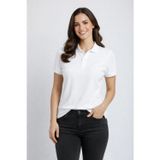 beybunn Kadın Pike Kumaş Düğmeli Yaka Regular Rahat Günlük Kısa kol Tişört T-shirt - Beyaz