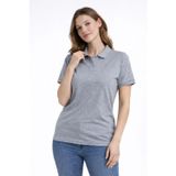 beybunn Kadın Pike Kumaş Düğmeli Yaka Regular Rahat Günlük Kısa kol Tişört T-shirt - Gri