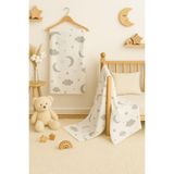BeygeBaby %100 Pamuk Kumaştan Müslin Gri Bulutlu Bebek Örtü & Bebek Battaniyesi 80*100