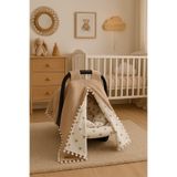 BeygeBaby Çift Katlı Kahve Pike ve Mickey Desenli Çift Yönlü Puset Örtüsü,Minderi ve Çarşafı (3LÜ SET)