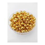 BEYHAN BAYHAN 50 Adet Dekoratif Gold Delikli 8 mm İnci Boncuk - Plastik İnci