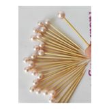 BEYHAN BAYHAN 50 Adet Pembe İncili Kürdan - Kız Bebek İncili Mevlid Kürdanı 6 cm - İnci 8 mm - Baby Shower Kürdan