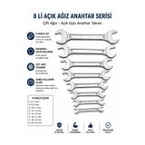 Beyhekim Hırdavat 8 Parça Çift Ağız Açık Anahtar Takımı 6-22 mm Somun Cıvata Sökme Sıkma Profesyonel El Aletleri Seti