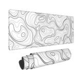 BEYIMEN Beyaz Topografik Kontur XL Oyun Mouse Pad Genişletilmiş Uzun Büyük Mousepad Dikişli Kenarları Dizüstü Bilgisayar Masa Pedi Bilgisayar Klavyesi PC Mouse Mat Kaymaz Kauçuk Taban Şirket Ofis Oyuncuları