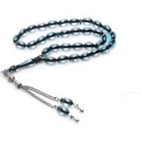 Beyisa Çift Renkli Parlament Mavisi Sürmeli Kehribar Tesbih Metal Püsküllü Üniseks