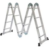 Beykon 16 Basamak 4.50 M Alüminyum Akrobat Katlanır Merdiven – 1.6 mm Et Kalınlığı, 150 kg Taşıma Kapasiteli, Çok Amaçlı - Gümüş Gri