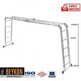 Beykon 20 Basamak 5.70 M Alüminyum Akrobat Katlanır Merdiven 150 Kg Taşıma Kapasiteli, Çok Amaçlı