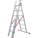 Beykon 3x2 M A Tipi Alüminyum Sürgülü Merdiven 6+6+6 Basamak - Gümüş Gri