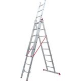 Beykon 3x2,5 M A Tipi Alüminyum Sürgülü Merdiven 8+8+8 Basamak - Gümüş Gri
