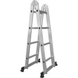 Beykon 4+4 Basamak 1,2 mm Alüminyum Katlanır Tek Kırma Çok Amaçlı Merdiven - Gümüş Gri