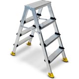 Beykon Gold 4+4 Basamak Çift Çıkışlı Alüminyum Merdiven - Gümüş Gri