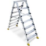 Beykon Gold 7+7 Basamaklı Çift Çıkışlı Alüminyum Merdiven - Gümüş Gri