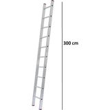 Beykon Tek Parça 3 M Alüminyum Merdiven 10 Basamak - Gümüş Gri