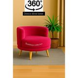 BEYLERBEYİ 360 Derece Döner Berjer, Fuşya Rengi Peluş Kumaş, Tekli Koltuk, Mekanizmalı, Berjer Pembe