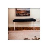 Beylerbeyi Ahşap Ayaklı Handmade Geniş Oturum Alanlı Siyah Welsoft Kumaş Pofidik Puf Bench ,Ayak Ucu Uzatmalık