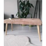 Beylerbeyi Ahşap Ayaklı Handmade Geniş Oturum kahverengi Welsoft Kumaş Pofidik Puf Bench ,ayak Ucu Uzatmalık,berjer