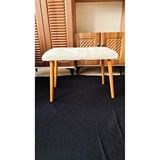 Beylerbeyi Ahşap Ayaklı Tedy Kumaş Dekoratif Puf Bench Makyaj Sandalyesi Oval - Beyaz