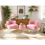 Beylerbeyi Çay Seti Ikili Koltuk Berjer ve Puf ( Ofis, Bahçe, Salon) - Pembe