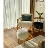BEYLERBEYİ Coco Puf, Peluş,3 Ayak, Beyaz,oturma Odası, Makyaj Masası Pufu