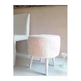 Beylerbeyi Coco Puf, Peluş,4 Ayak, Beyaz,Beyaz Ayak,Oturma Odası, Makyaj Masası Pufu