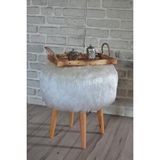 BEYLERBEYİ Dolce Yuvarlak Silindir Puf Beyaz Peluş