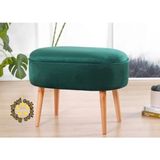 Beylerbeyi Gürgen Ahşap Ayak Düz Kumaş Oval Puf Bench Tabure Sandalye