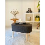 Beylerbeyi Gürgen Ahşap Ayak Welsoft Kumaş Oval Pufidik Puf Bench Tabure Sandalye - Antrasit