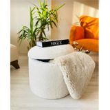Beylerbeyi Handmade Beyaz Tedy Kumaş Silindir Pufidik Puf Bench Çok Amaçlı Kullanım İçin Tasarlandı