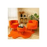 BEYLERBEYİ Köşe Takım, neon turuncu peluş kumaş,çay Seti Ikili Koltuk Berjer Ve Puf Takımı(SALON, BALKON, OFİS)